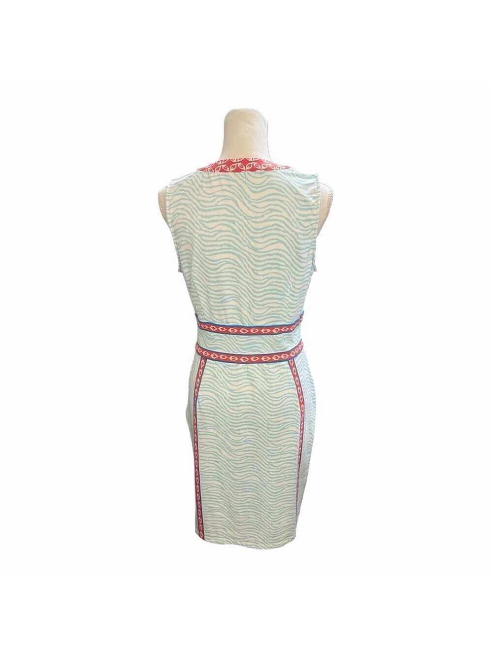 J. McLaughlin Lola Dress Womens M Blue Zebra Print Sleeveless Sheath Knee - Picture 4 of 11